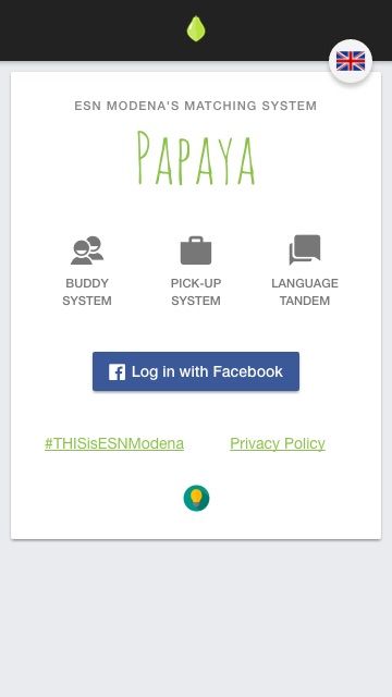 Papaya's login page